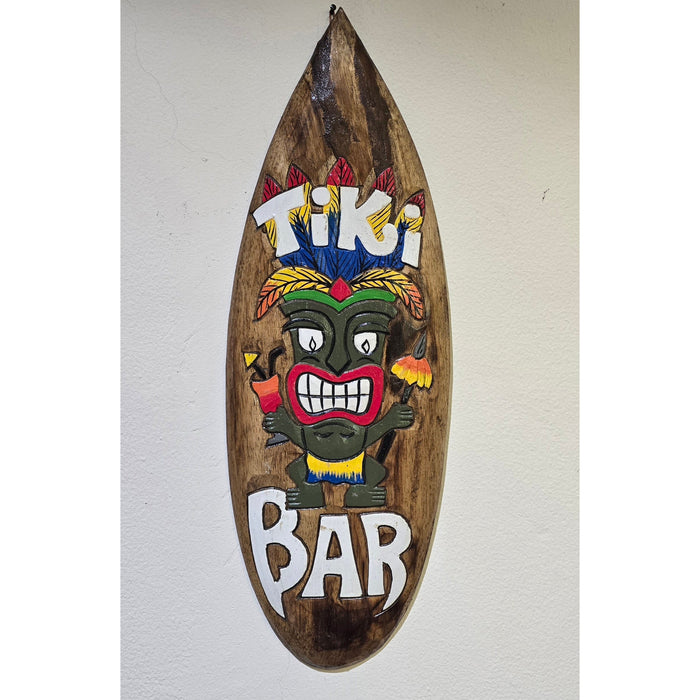 Luau Oval Hand-Carved Wooden "Tiki Bar" Wall Plaque