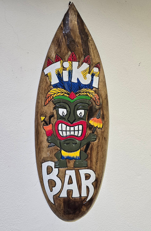 Luau Oval Hand-Carved Wooden "Tiki Bar" Wall Plaque