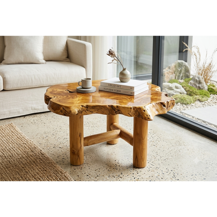 Ubud Live-Edge Solid Teak Root Side Coffee Table