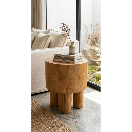 Uluwaty Chunky Solid Wood Pedestal Side Table