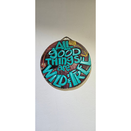 Wild & Free Mini Circular Hand-Carved Wooden Plaque