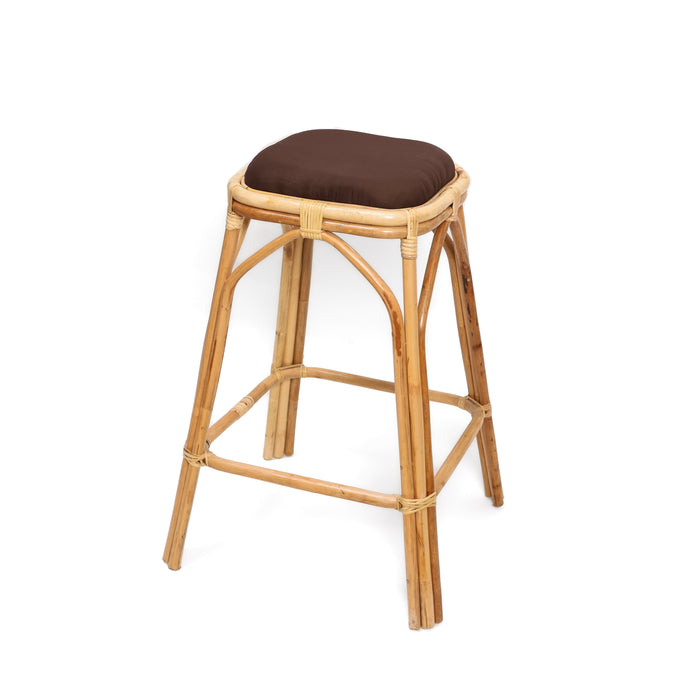 Bali Cane Bar Stool with Cushioned Seat – Natural Finish