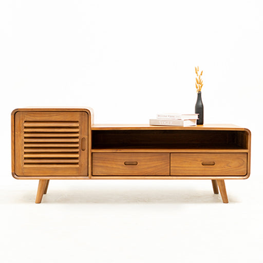 
This Tv Unit with solid wooden legs is stylish and provides plenty of storage space. Perfect for those who love teak wood furniture, but want something different.
Dimensions: L150cm x D45cm x H60.5cm